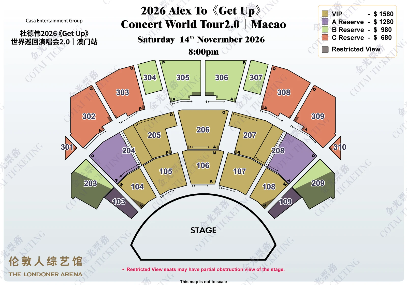 Alex To “Get Up” Concert World Tour 2.0 — Macau — Official seating plan