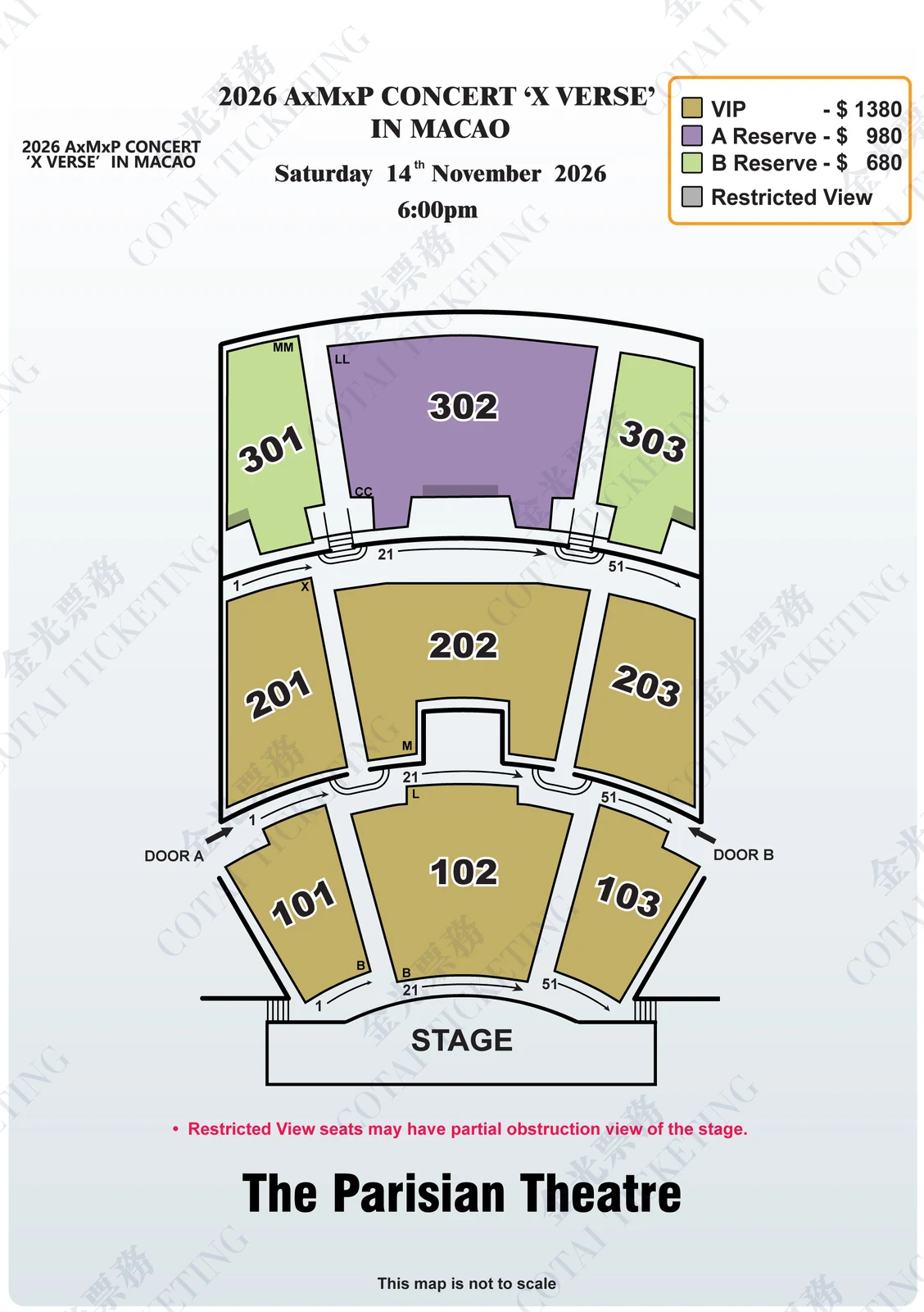 2026 AxMxP CONCERT 'X VERSE' IN MACAO — Official seating plan