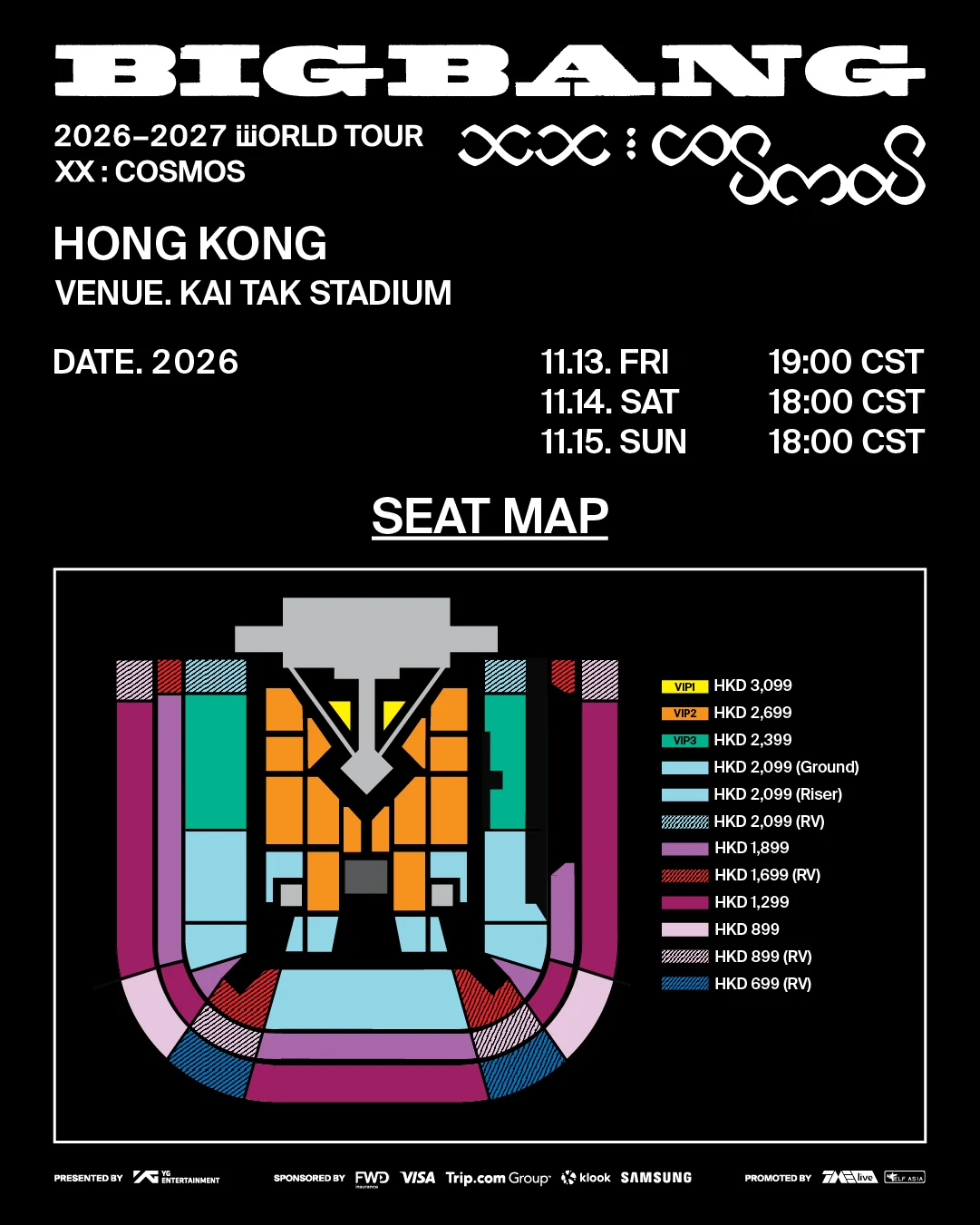 BIGBANG 2026–2027 WORLD TOUR: XX : COSMOS in Hong Kong — Official seating plan