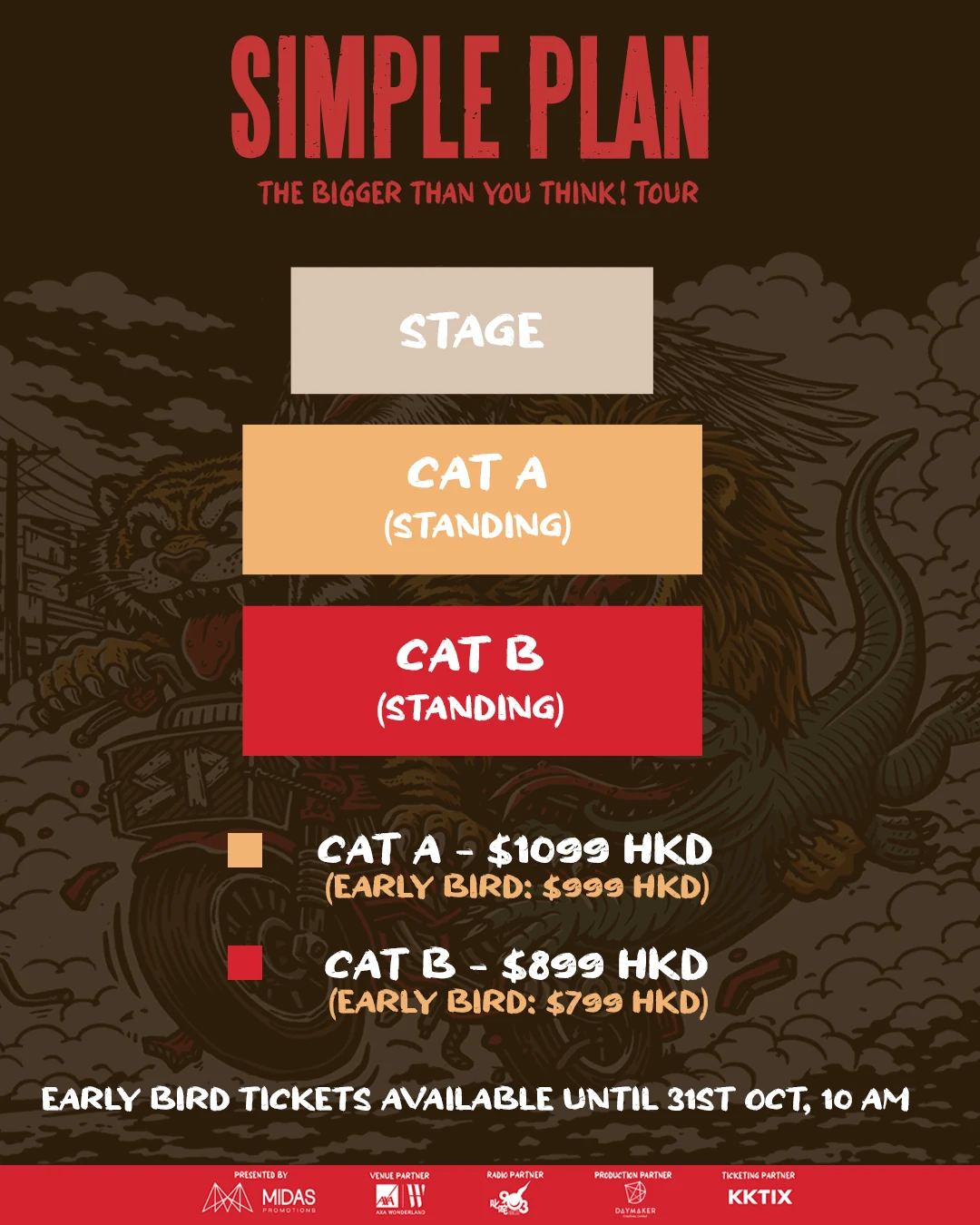 Simple Plan - The Bigger Than You Think! Tour - Live in Hong Kong — Official seating plan