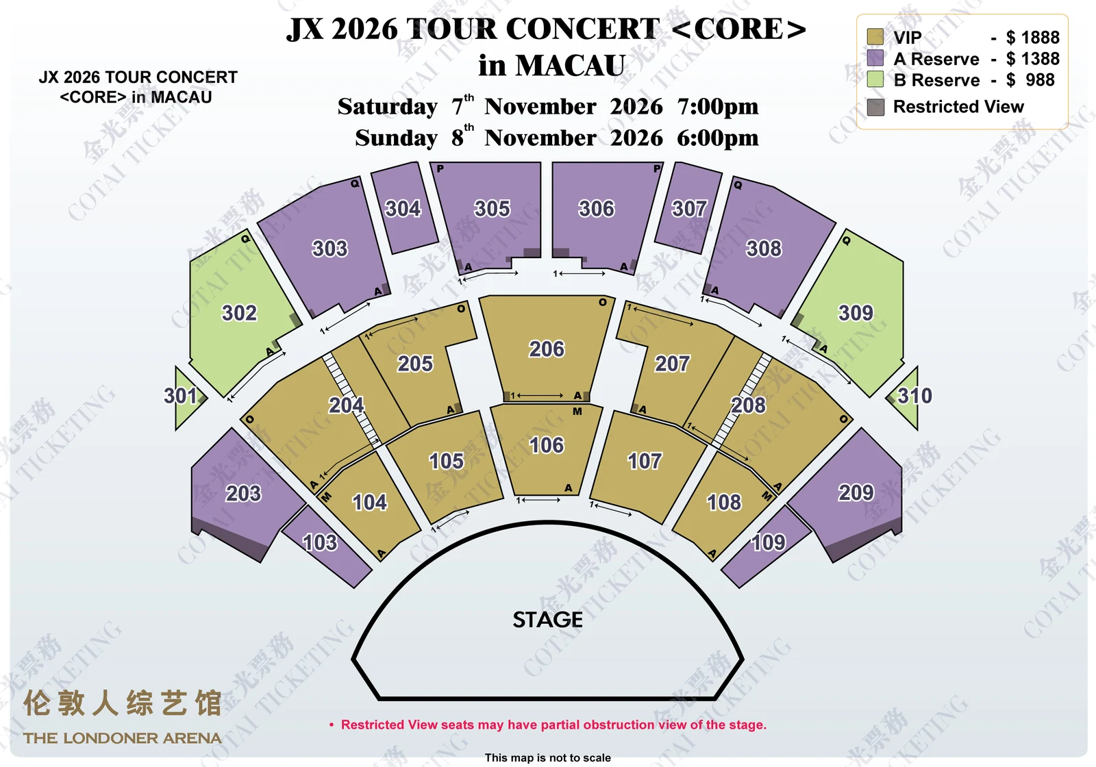 JX 2026 TOUR CONCERT <CORE> in MACAU — Official seating plan