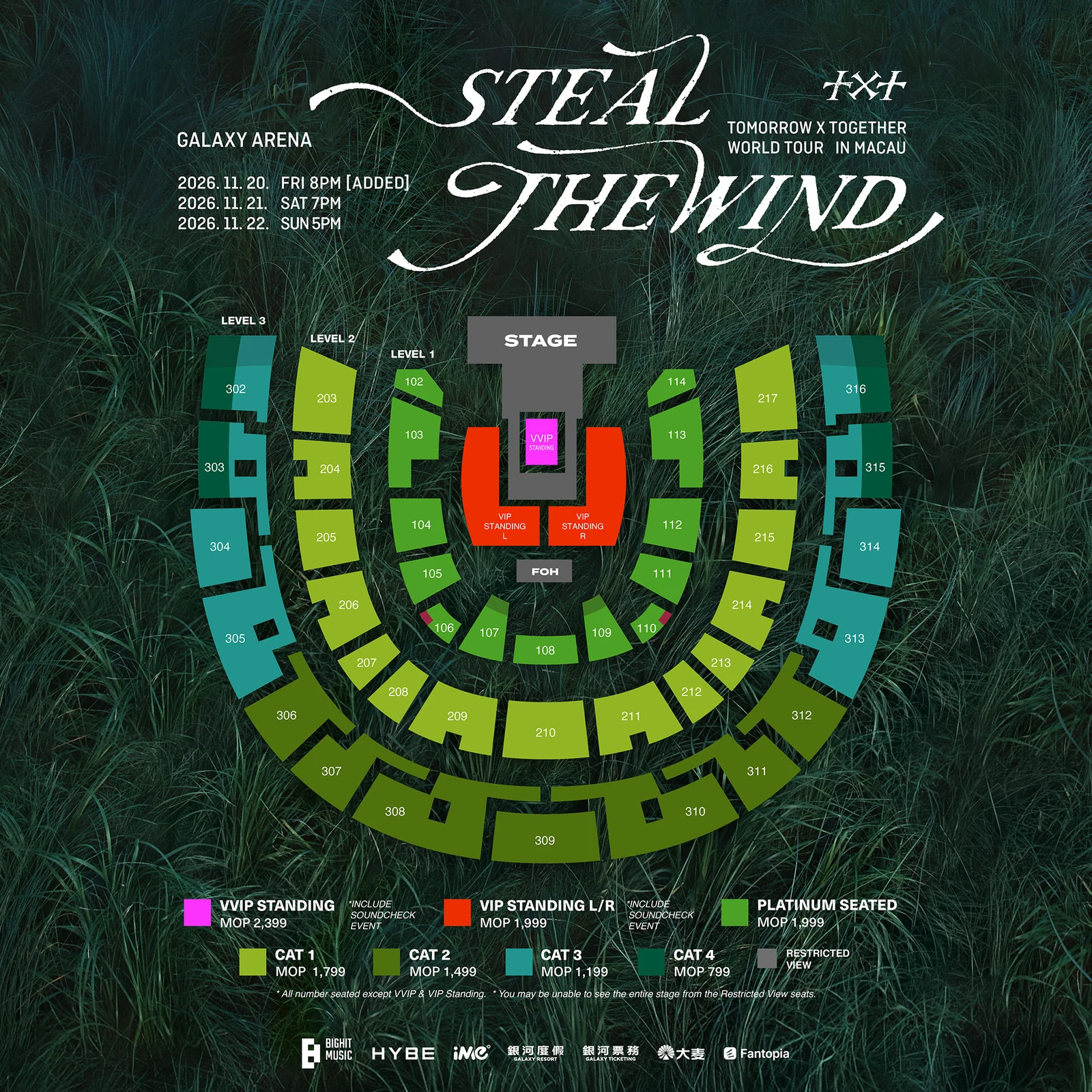 TOMORROW X TOGETHER WORLD TOUR <STEAL THE WIND> IN MACAU — Official seating plan