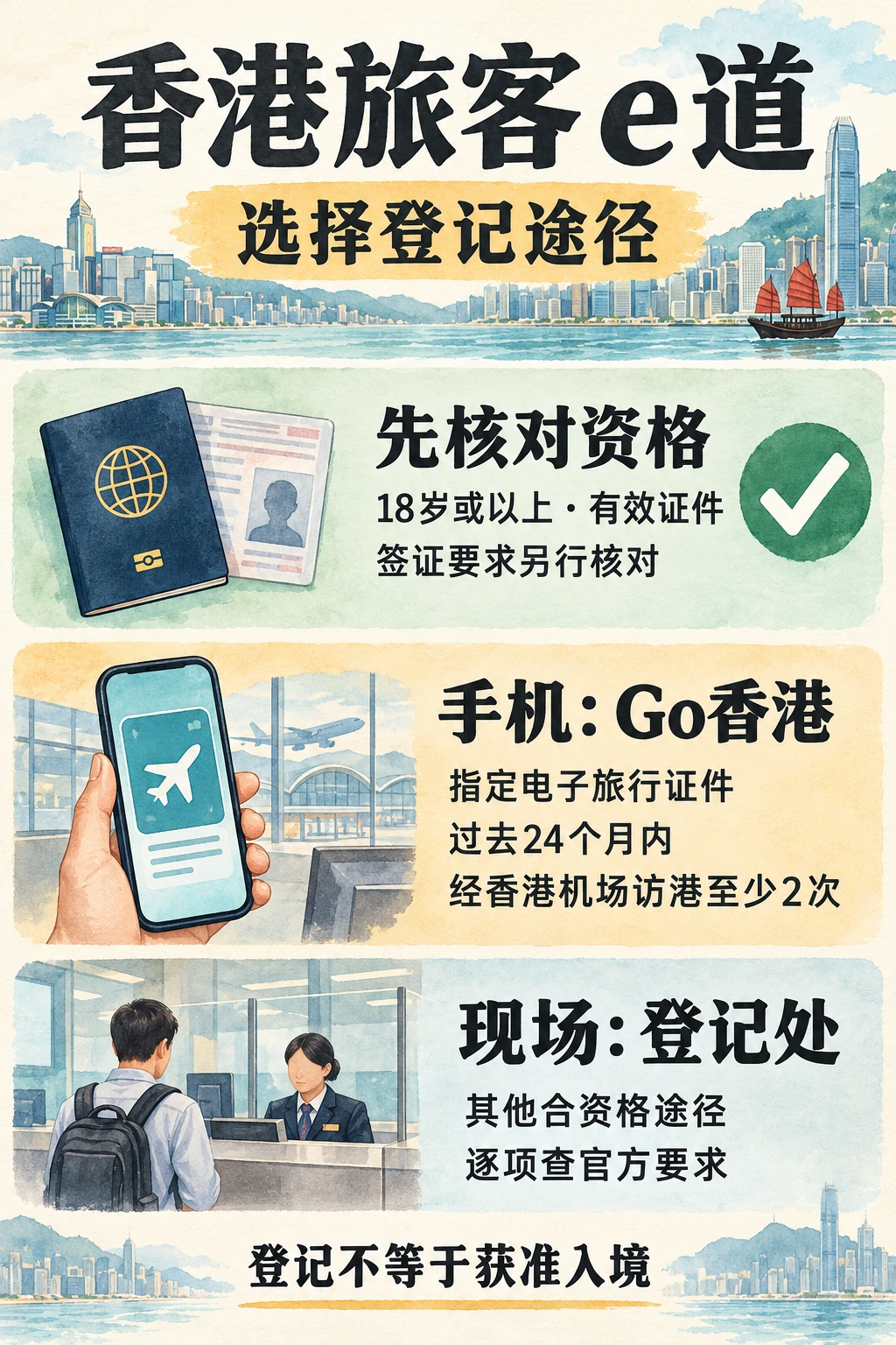 手机 Go香港 与现场登记途径的条件对照图