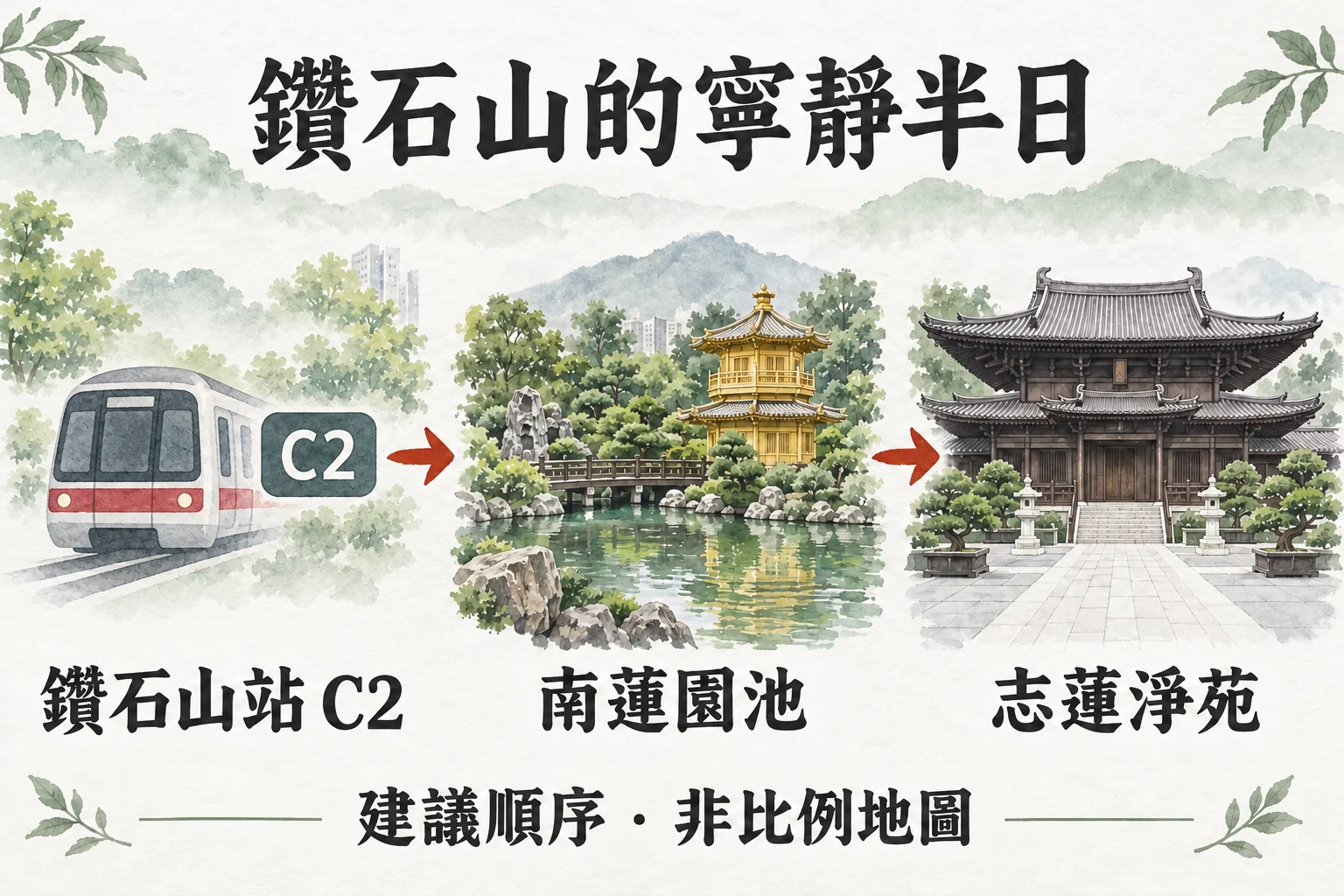 鑽石山站C2、南蓮園池、志蓮淨苑的建議參觀順序