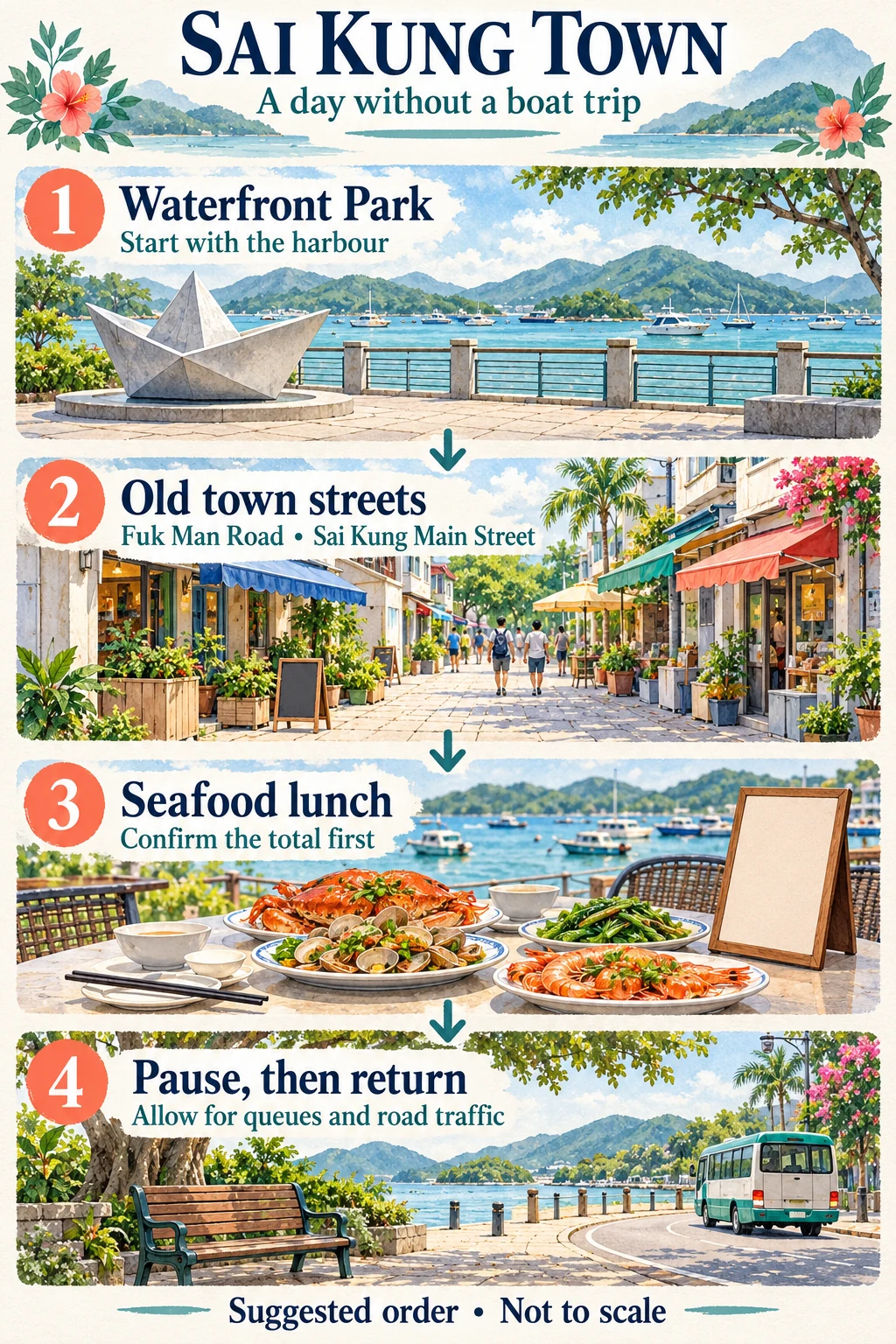 A suggested sequence through Waterfront Park, old town streets, seafood lunch and a waterfront break