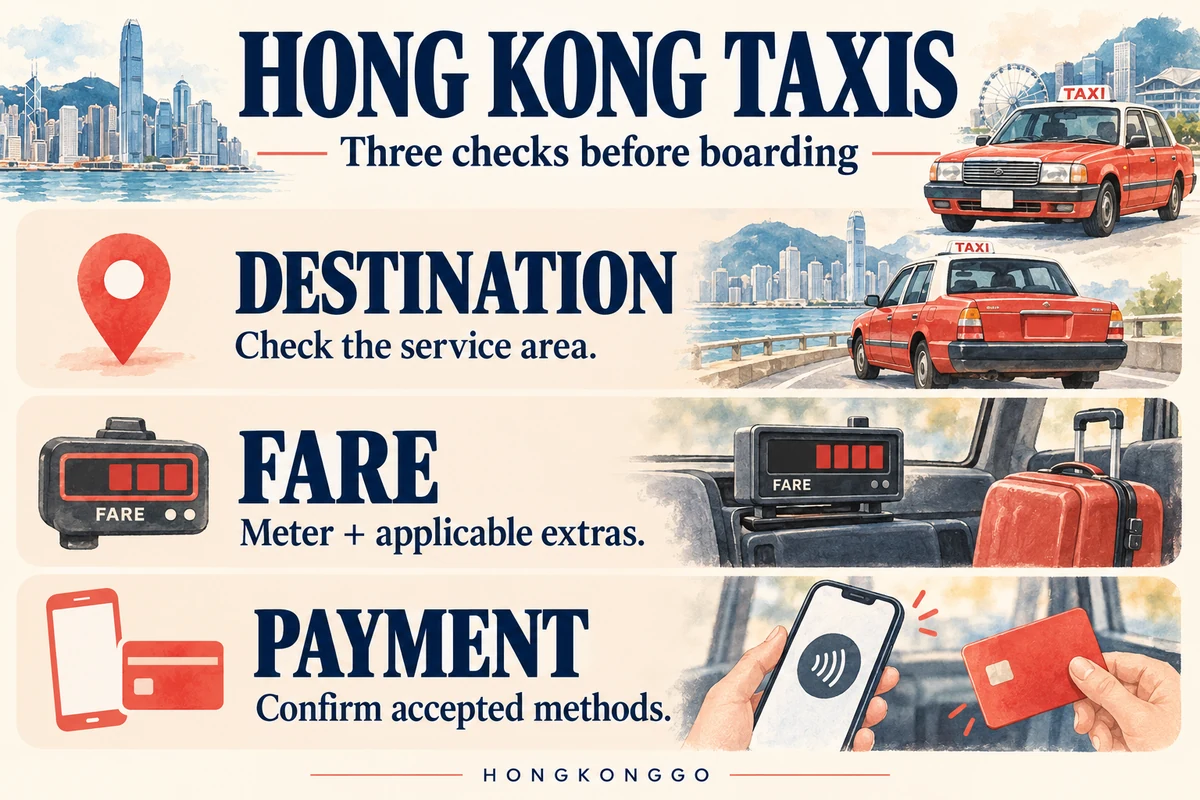 Three checks before boarding: destination, fare and payment