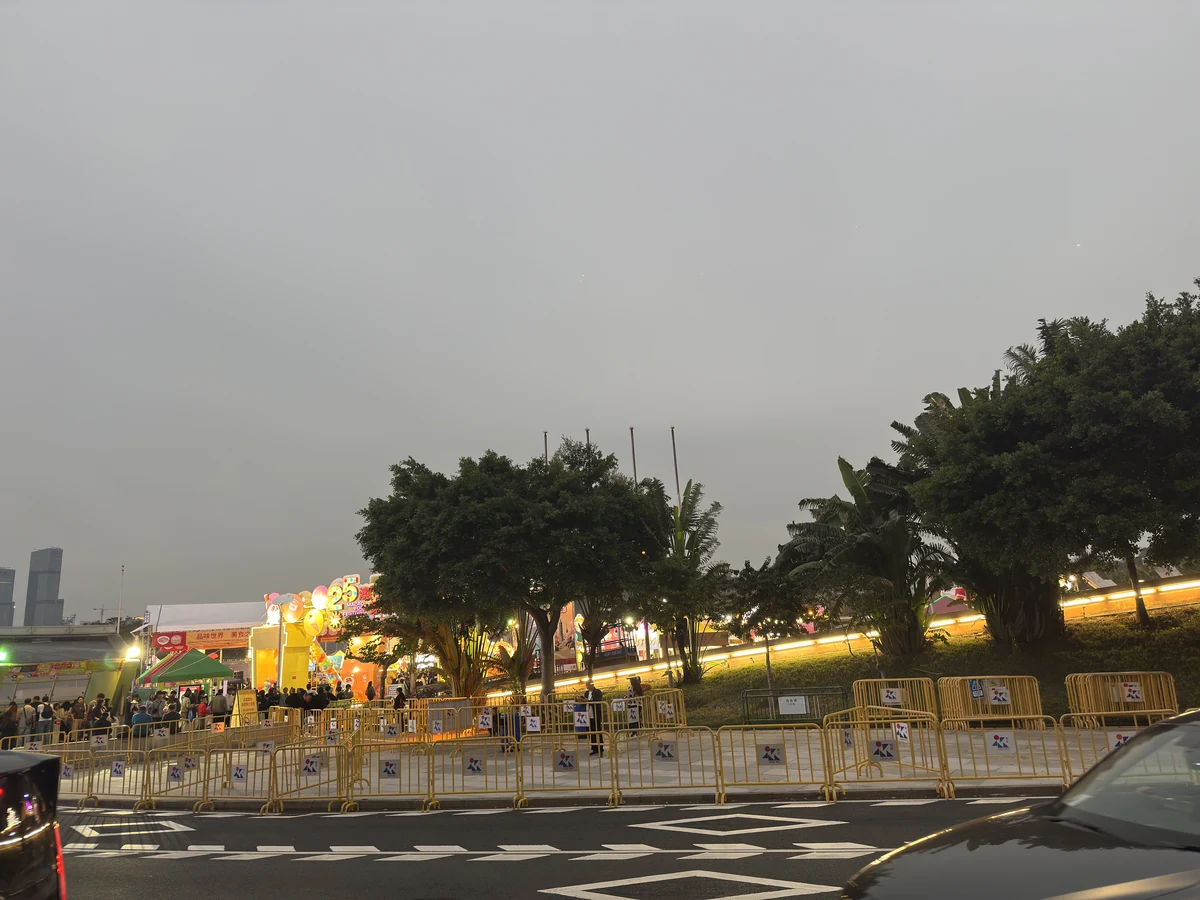 Visitors and lights near the entrance to the 25th Macau Food Festival