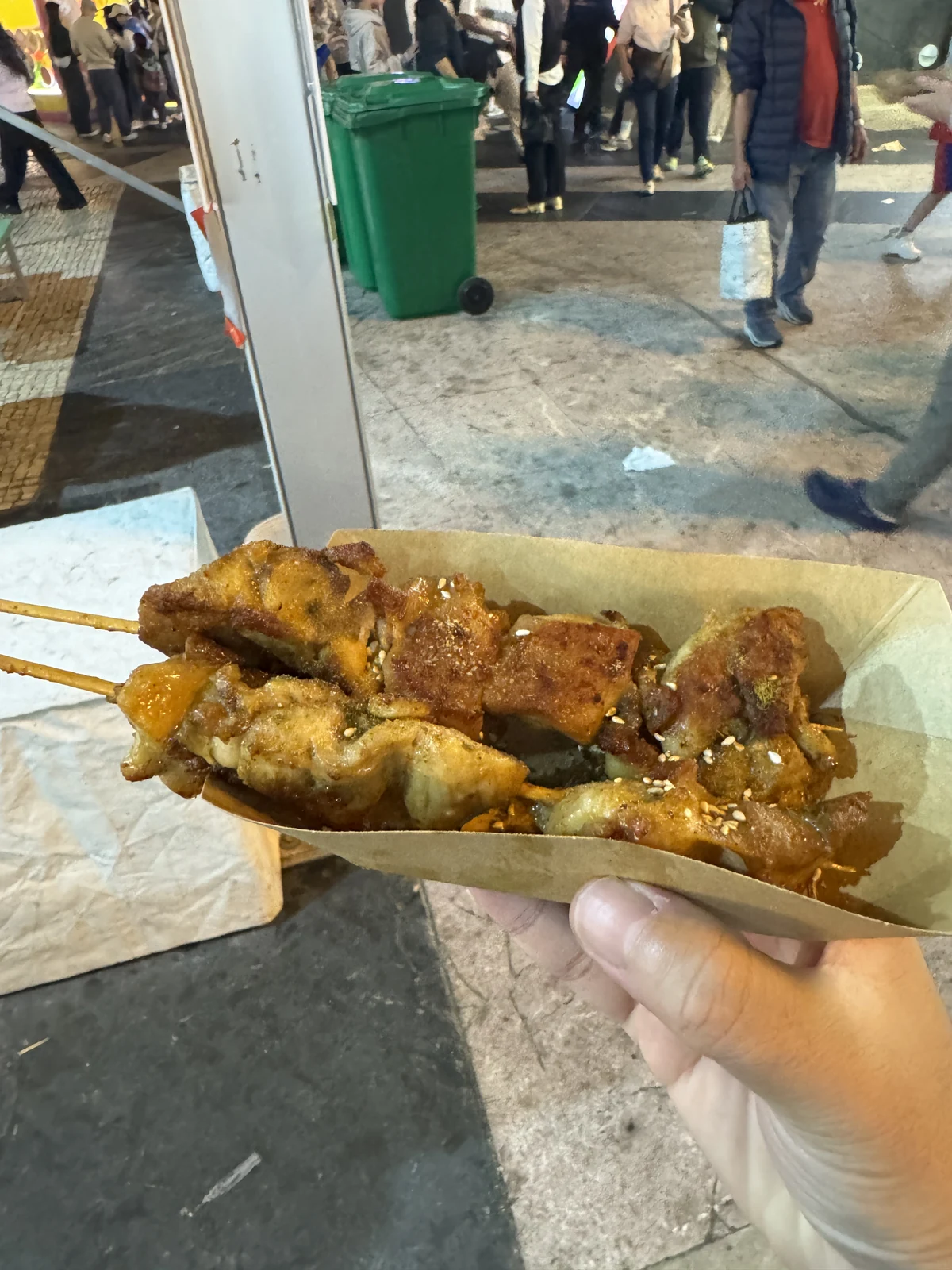 Skewered snacks photographed at the 2025 Macau Food Festival
